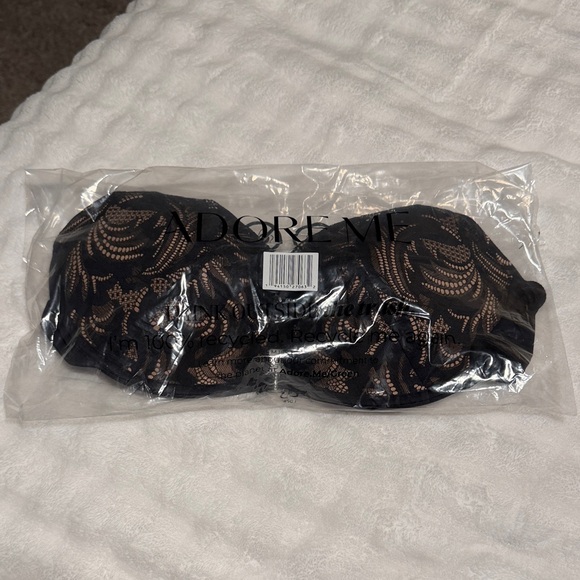 Adore Me Other - Adore Me Black Lace Strapless Push-Up Bra with Beige Lining